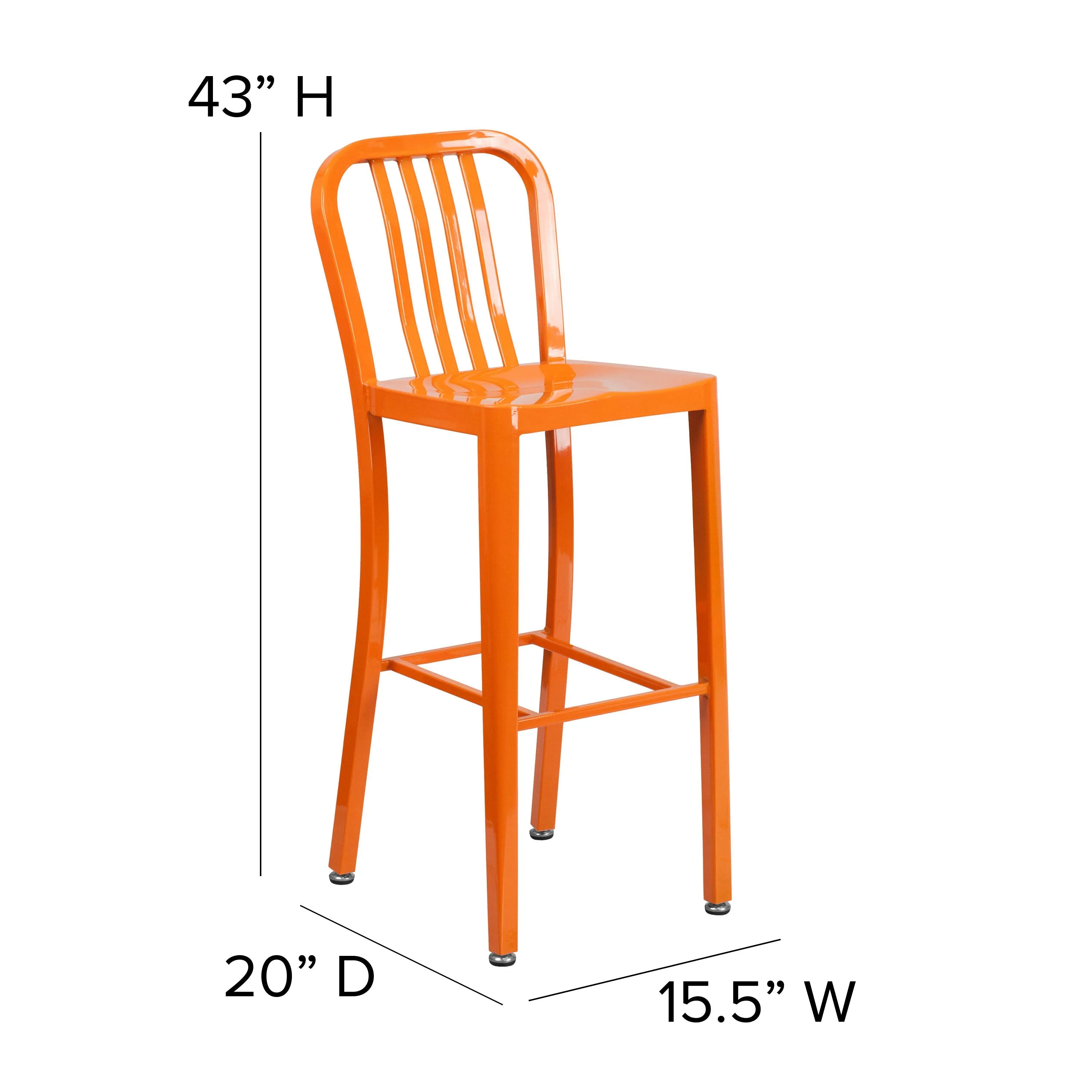 Commercial Grade 30" High Metal Indoor-Outdoor Barstool with Vertical Slat Back