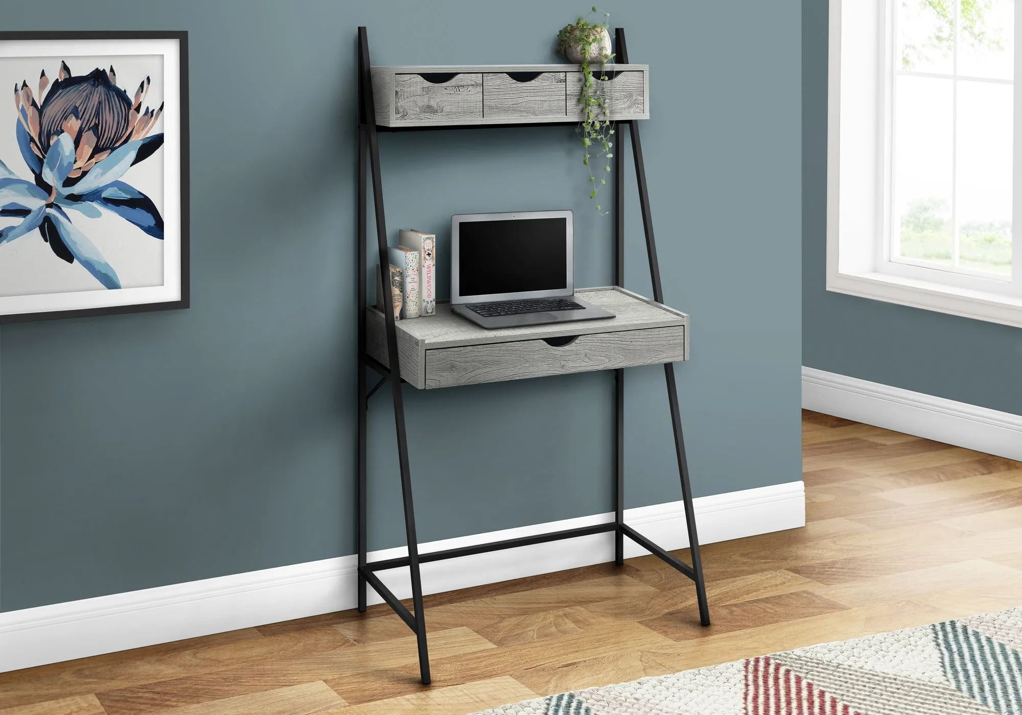 Computer Desk - 32"L / Grey / Black Metal