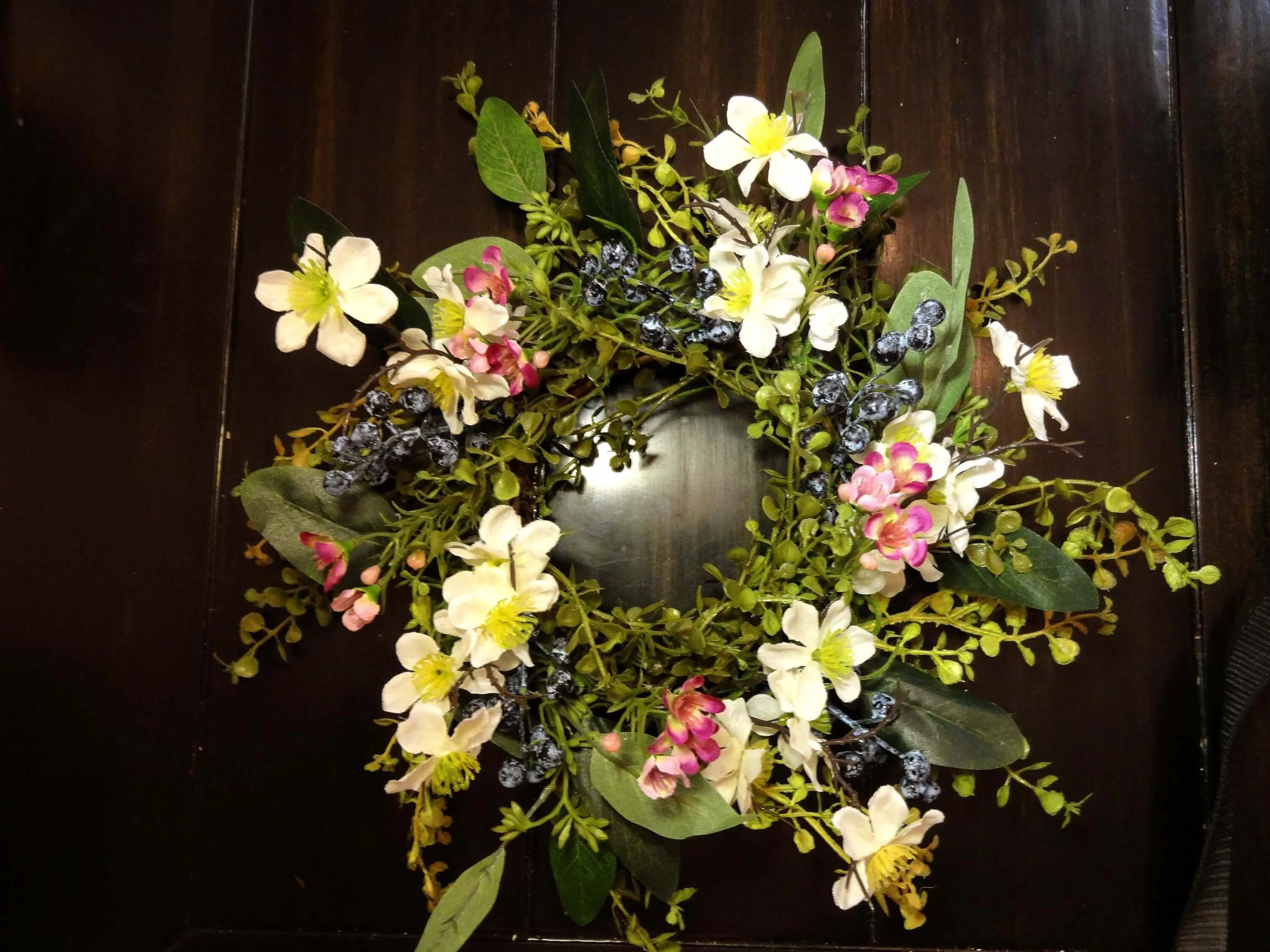 Country Charm Floral Wreath | 12-inch Blueberry & Eucalyptus Centerpiece