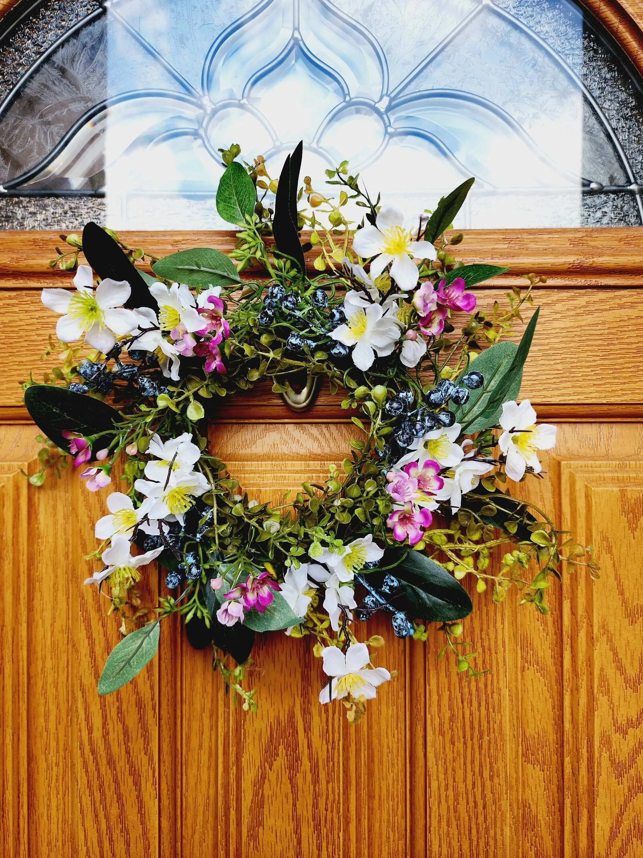 Country Charm Floral Wreath | 12-inch Blueberry & Eucalyptus Centerpiece