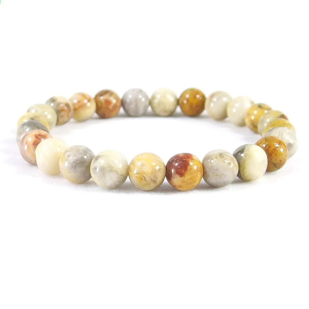 Crazy Lace Agate Beaded Crystal Bracelet