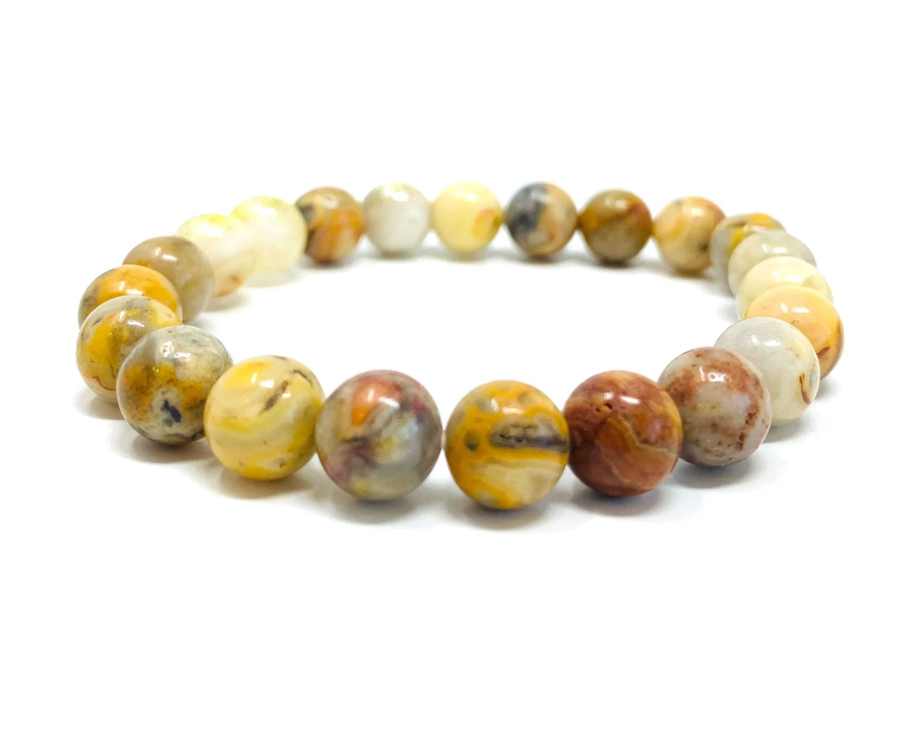 Crazy Lace Agate Beaded Crystal Bracelet