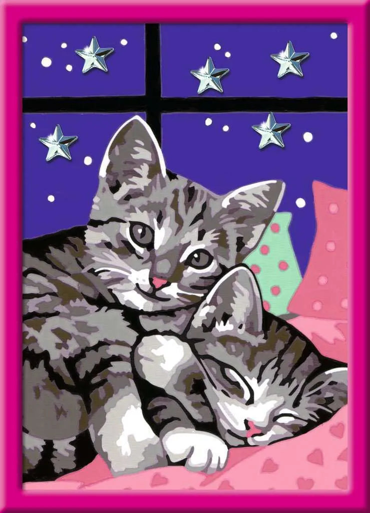 CreArt: Sleepy Kitties with Gems 5" x 7"