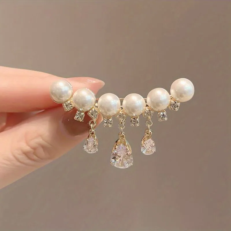 Crystal Pendant Brooch  Elegant Sweater and Suit Accessory