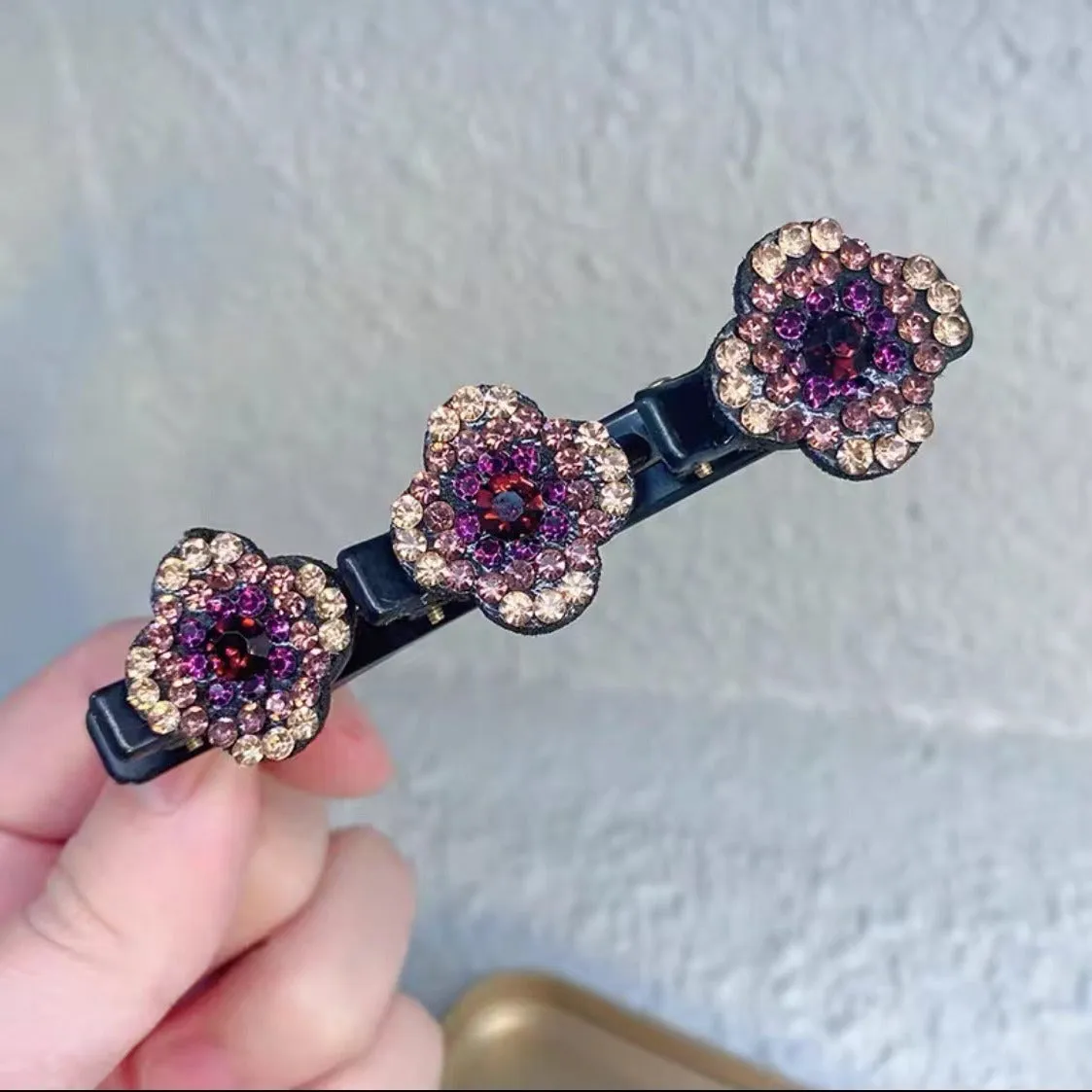 Crystal Stone Braided Hair Clips with Rhinestones for Women