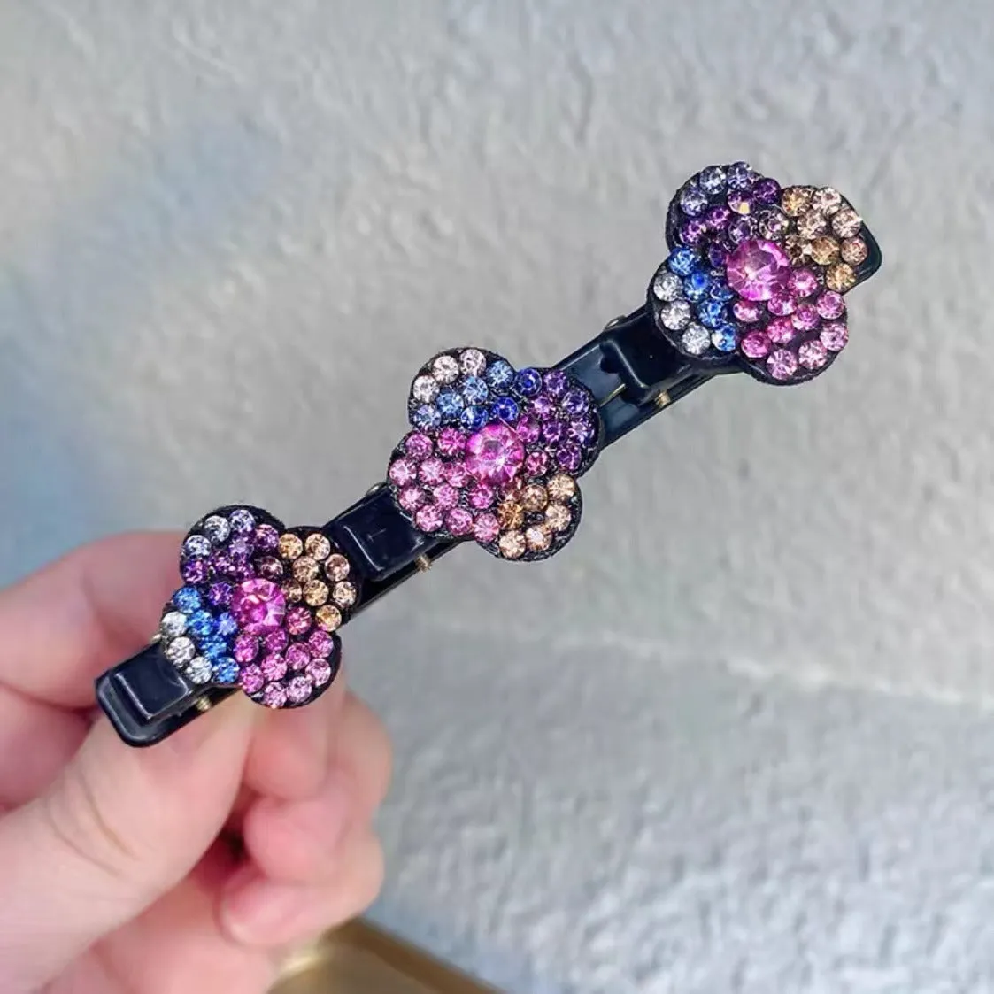 Crystal Stone Braided Hair Clips with Rhinestones for Women