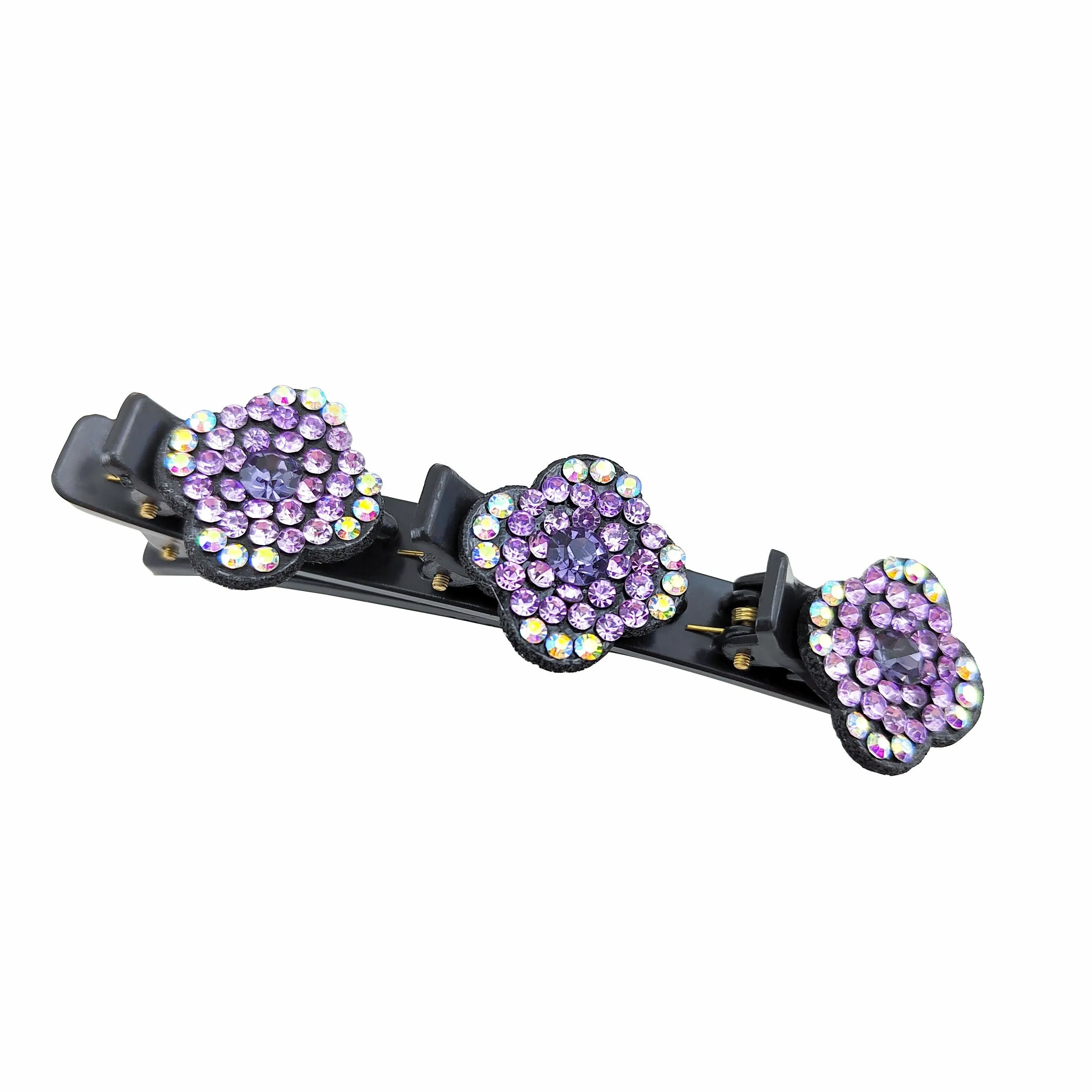 Crystal Stone Braided Hair Clips with Rhinestones for Women