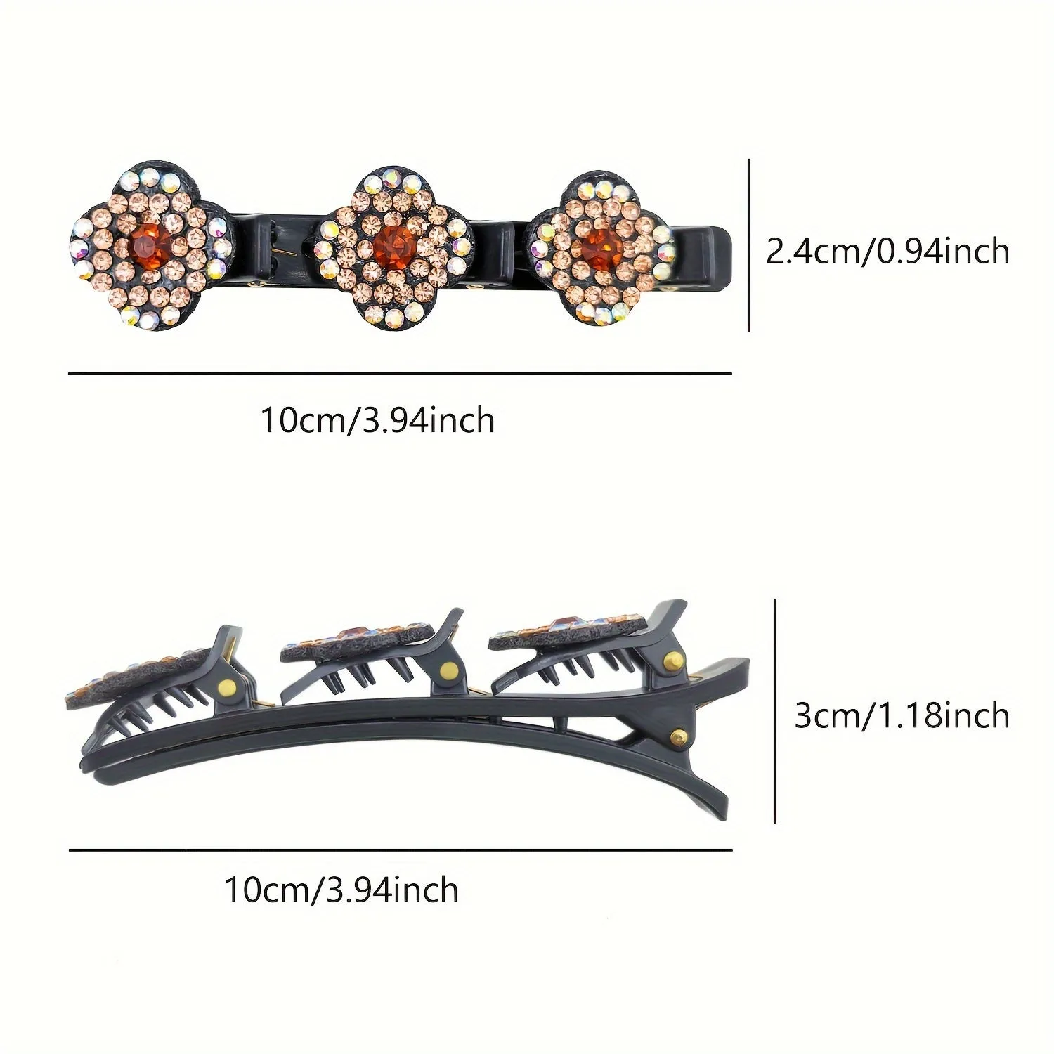 Crystal Stone Braided Hair Clips with Rhinestones for Women