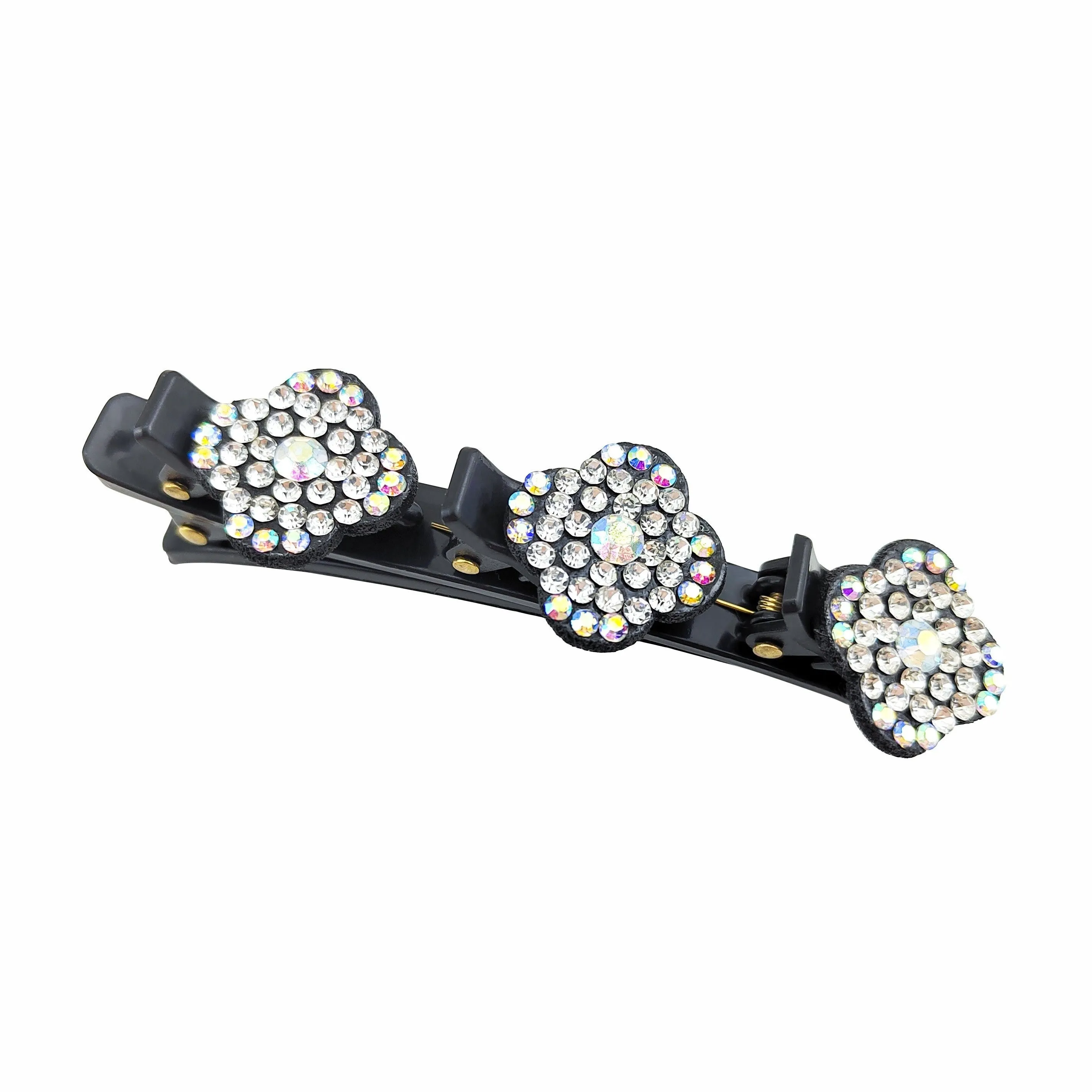 Crystal Stone Braided Hair Clips with Rhinestones for Women