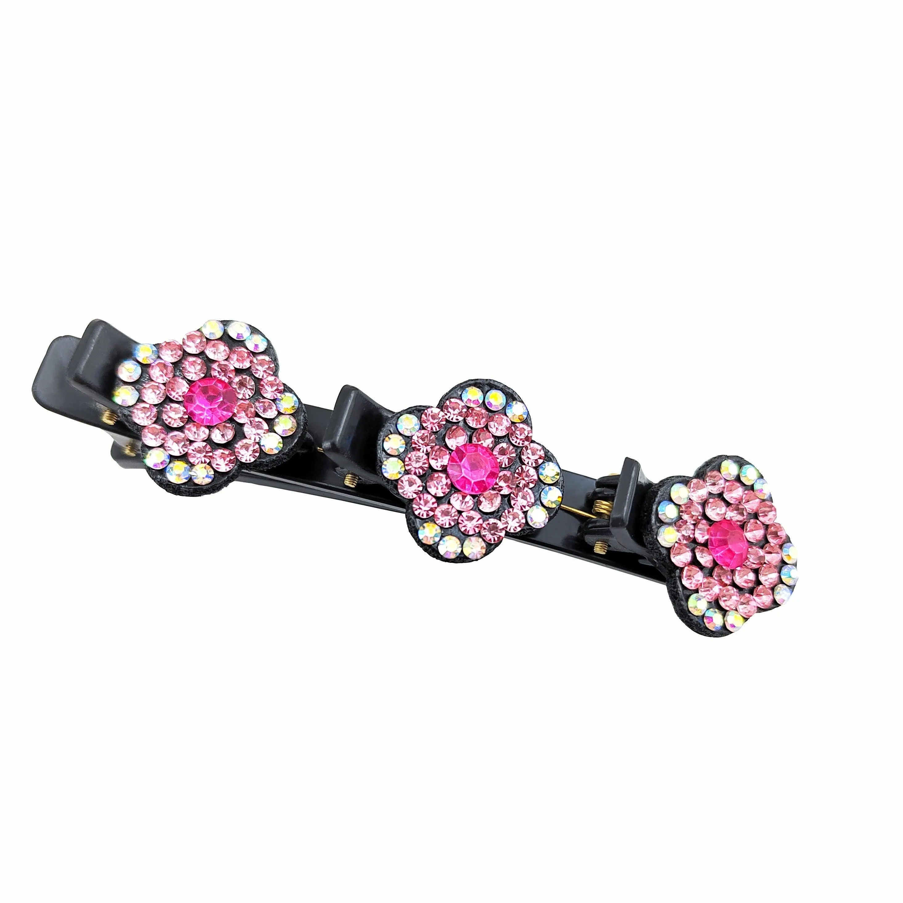 Crystal Stone Braided Hair Clips with Rhinestones for Women