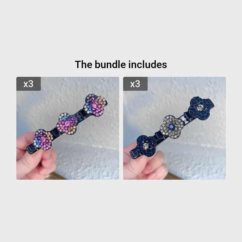 Crystal Stone Braided Hair Clips with Rhinestones for Women