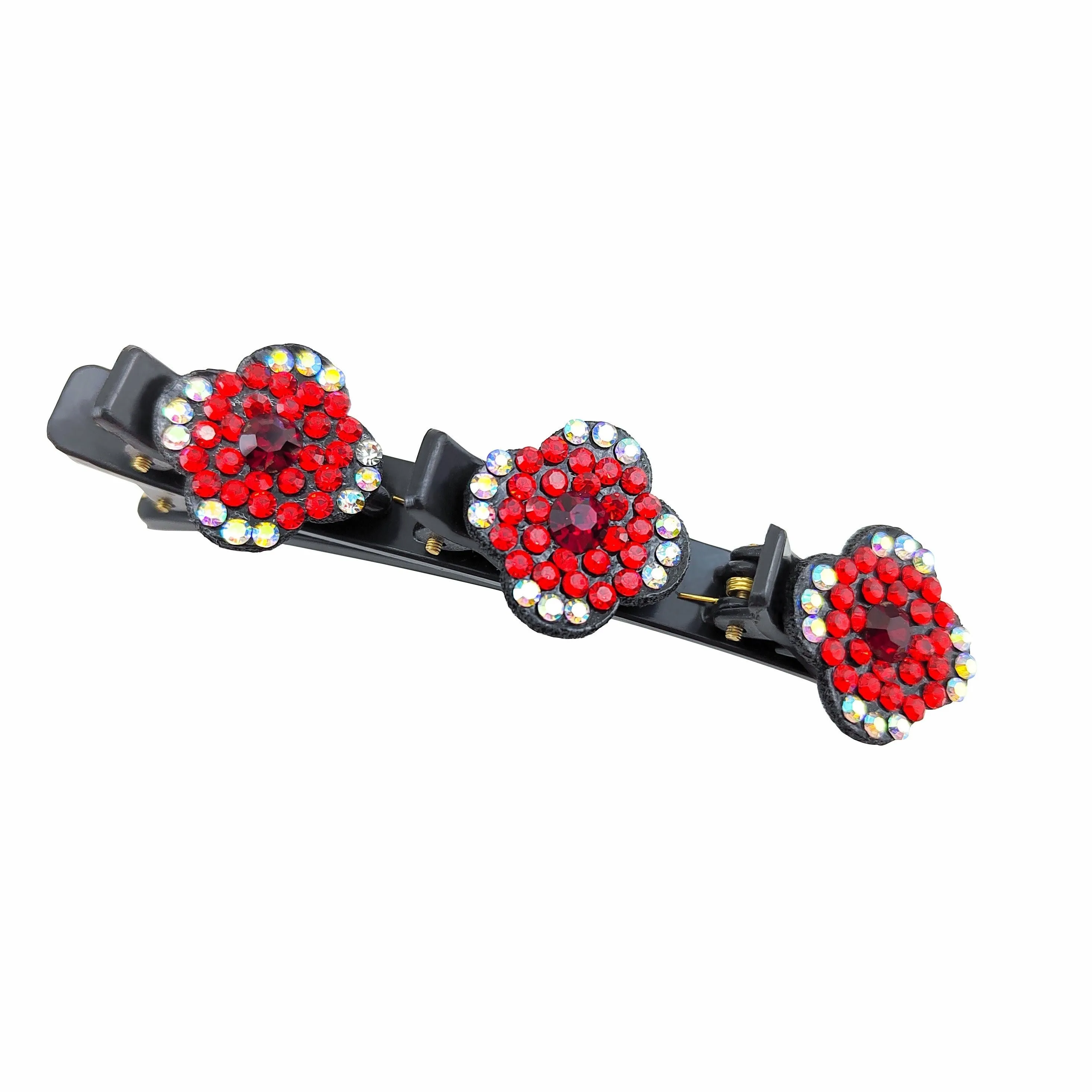 Crystal Stone Braided Hair Clips with Rhinestones for Women