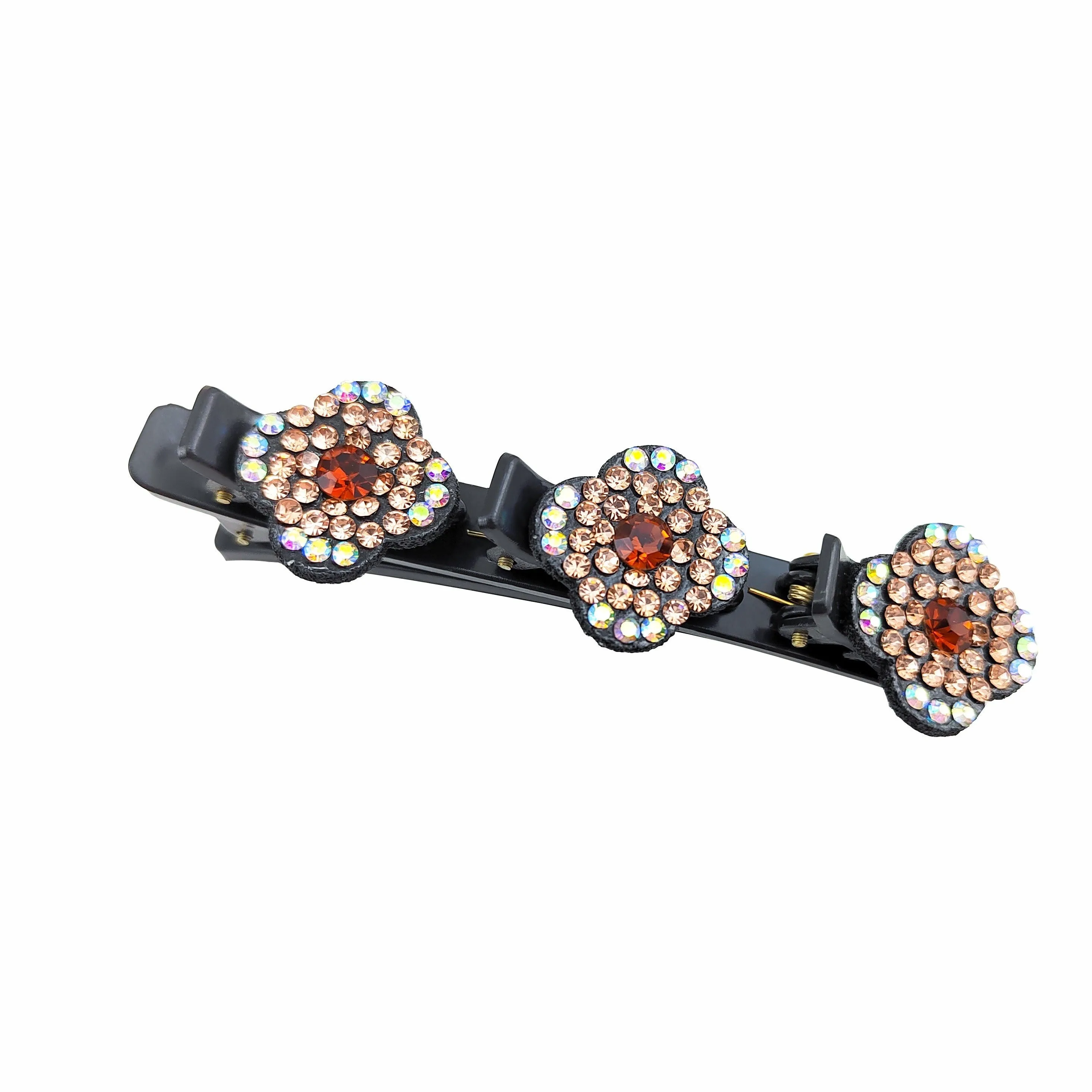 Crystal Stone Braided Hair Clips with Rhinestones for Women