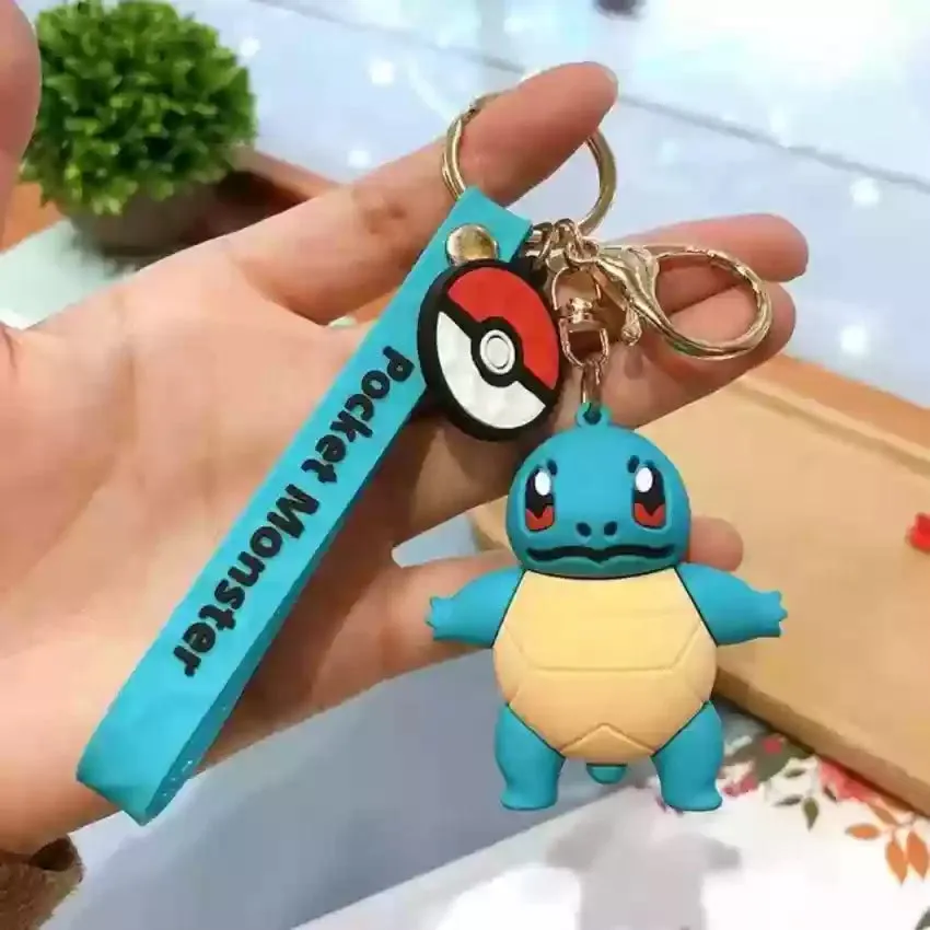 Cute 3D Squirtle Silicone Lanyard Keychain | Adorable Pokémon Accessory |