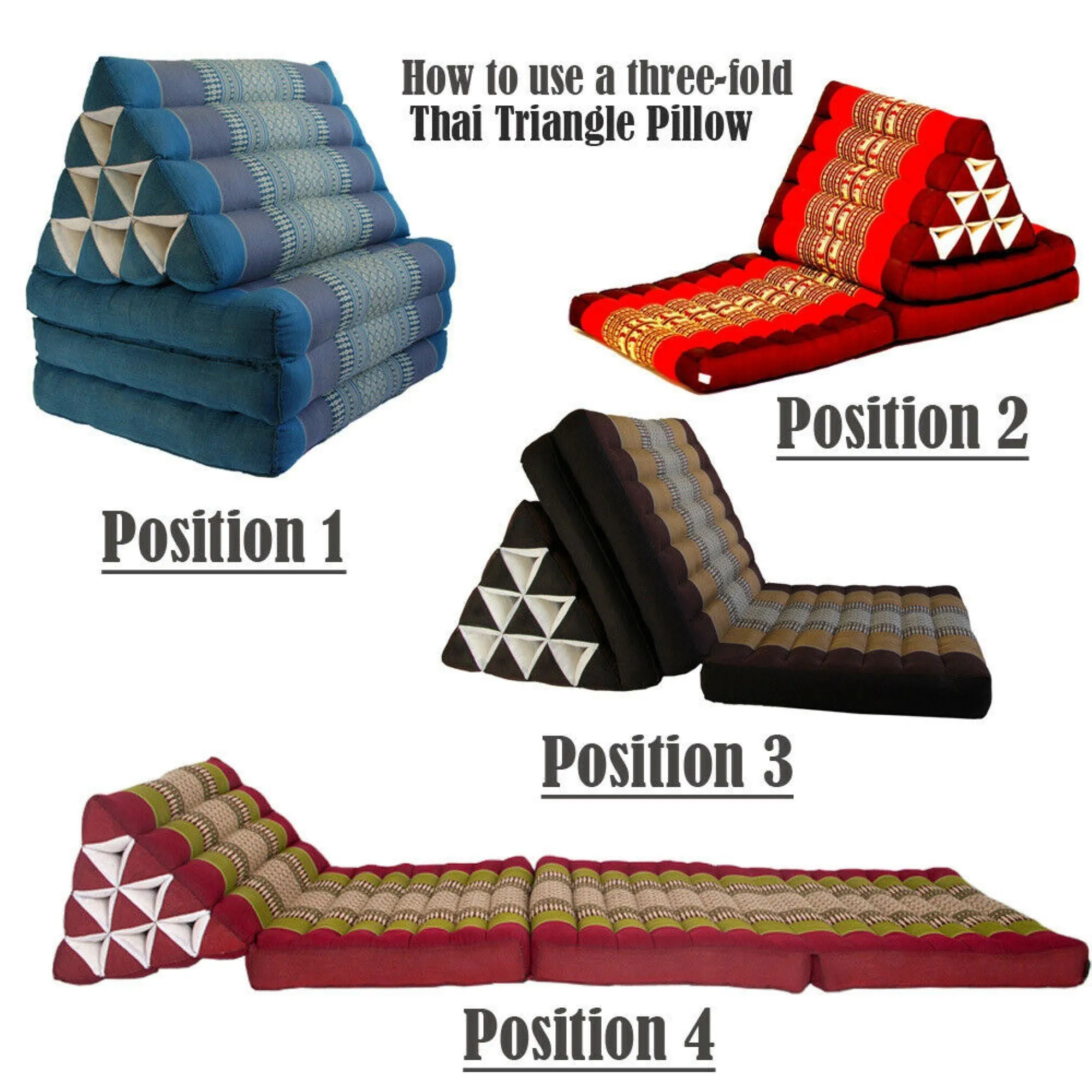 Day bed roll out mattress 3-Folds with backrest Cushion -100% Thailand handmade Kapok-BRedThai kapok cushion