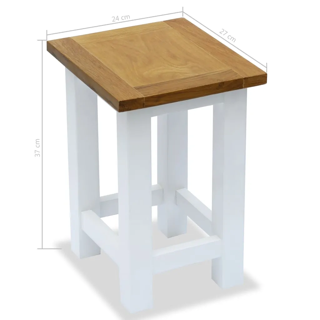 End Table 27x24x37 cm Solid Oak Wood