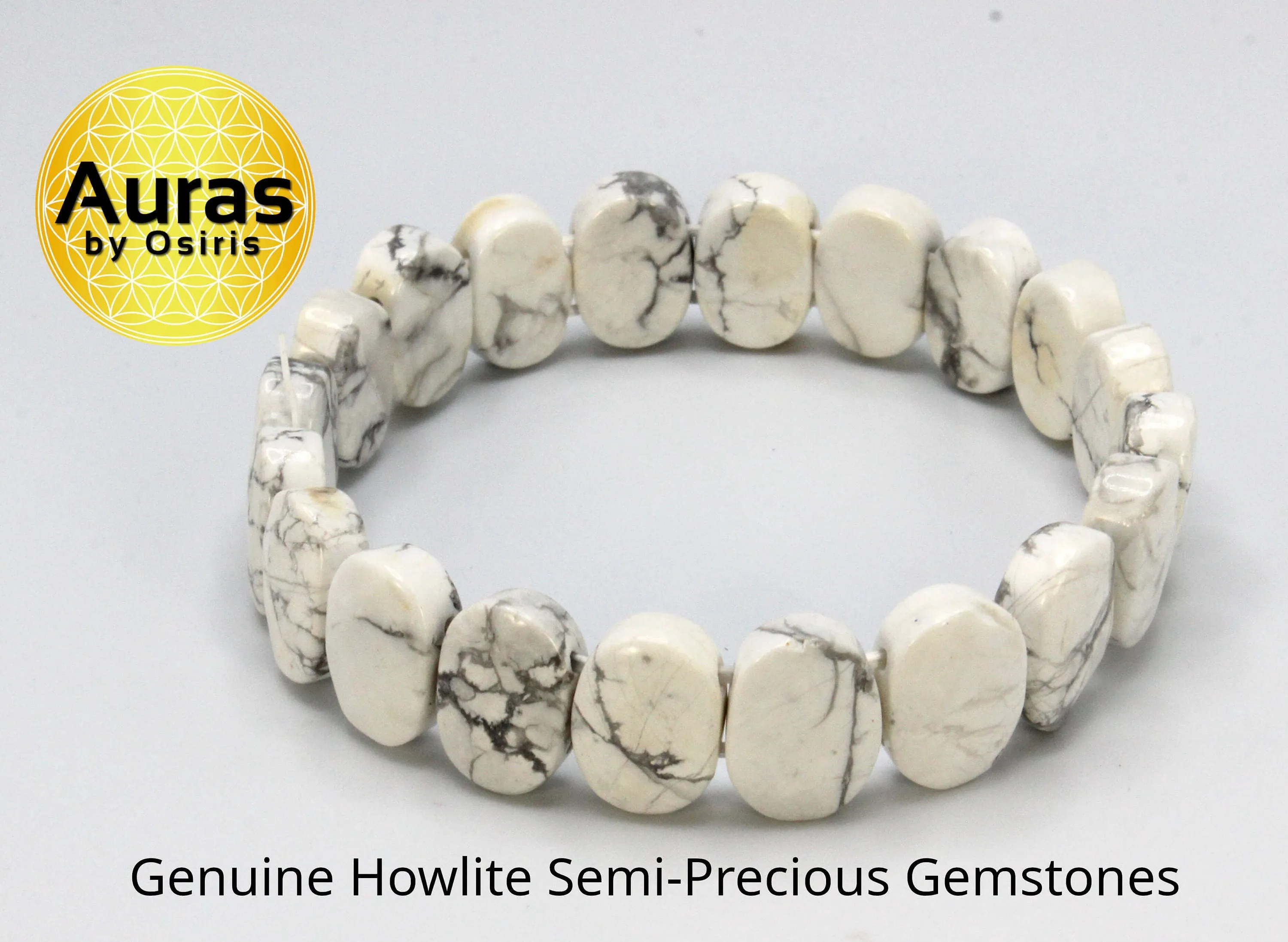 Faceted Howlite Bracelet - Elastic & Double Reinforced for tranquility, patience, and awareness