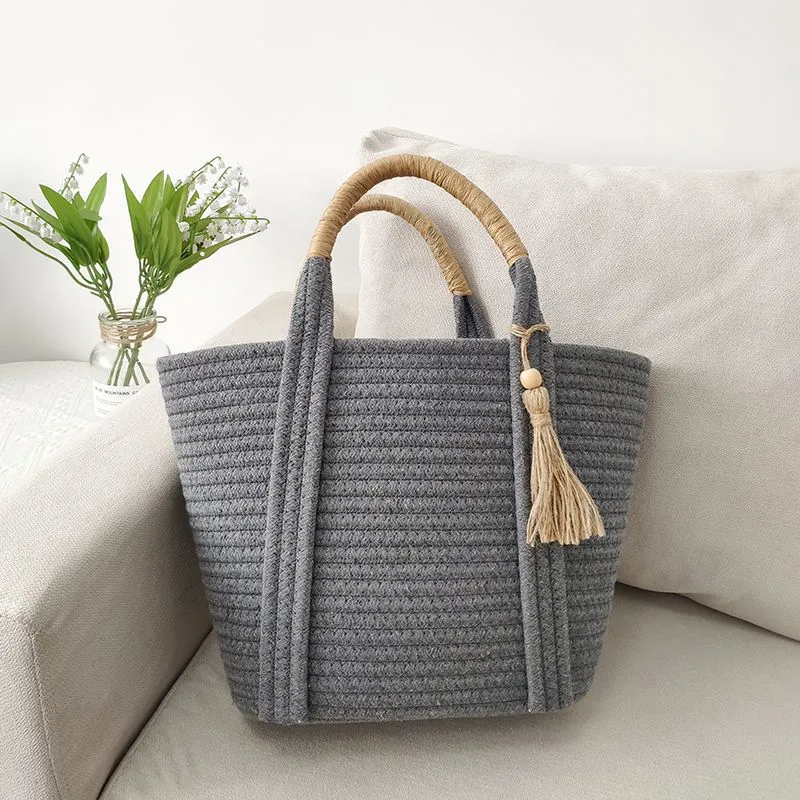 Fashion Simple And Versatile Cotton Rope Woven Bag