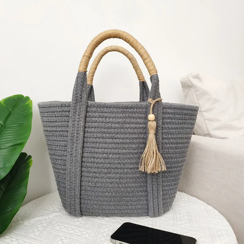 Fashion Simple And Versatile Cotton Rope Woven Bag