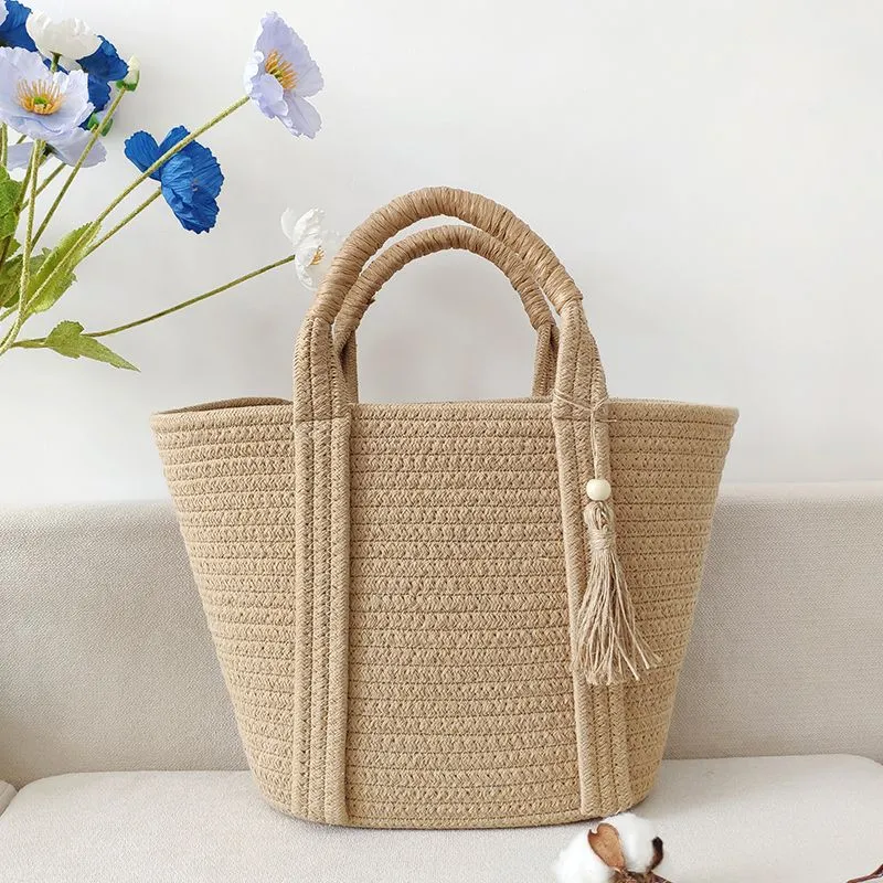 Fashion Simple And Versatile Cotton Rope Woven Bag