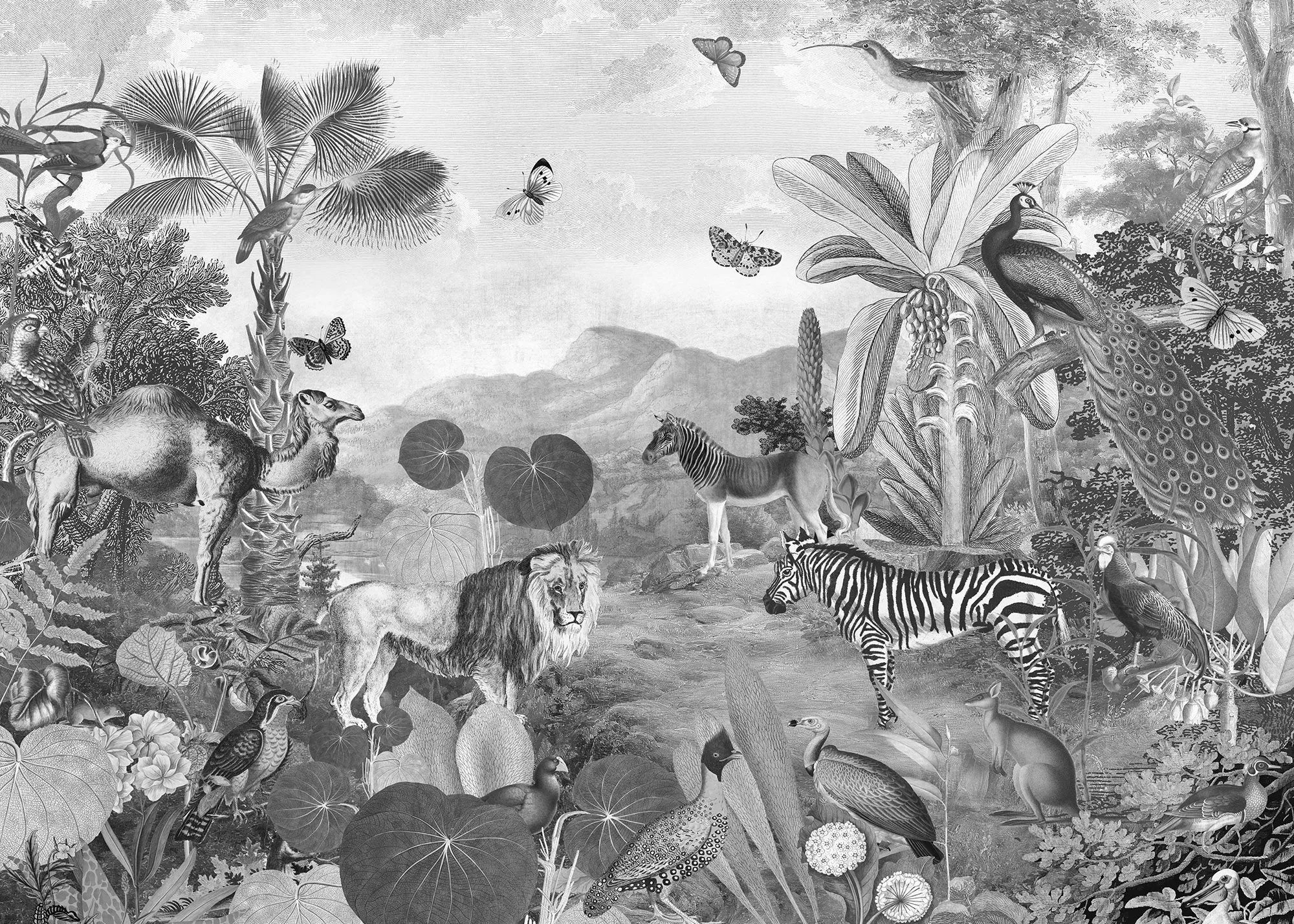 Flora and Fauna Mural Wallpaper