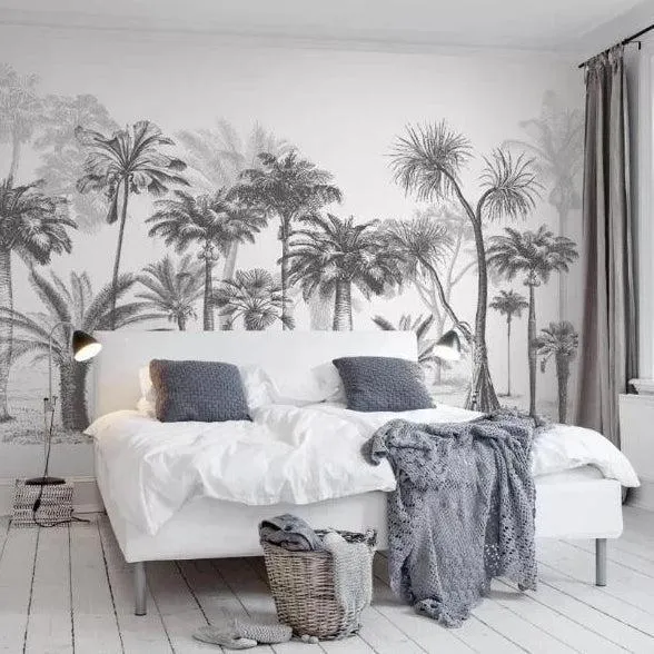 Forest Drawings Grey Mural Wallpaper