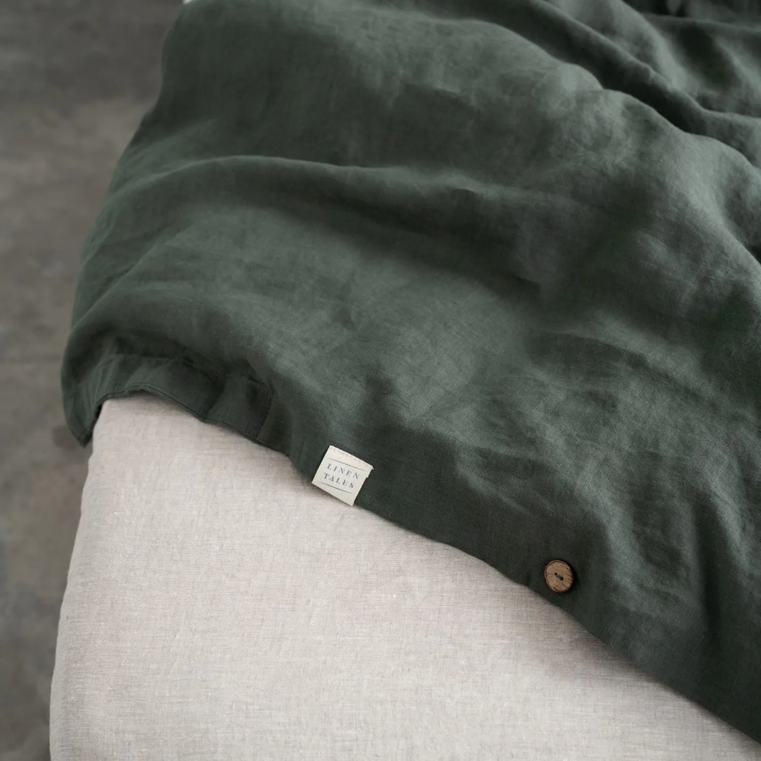 Forest Green Linen Duvet Cover Set