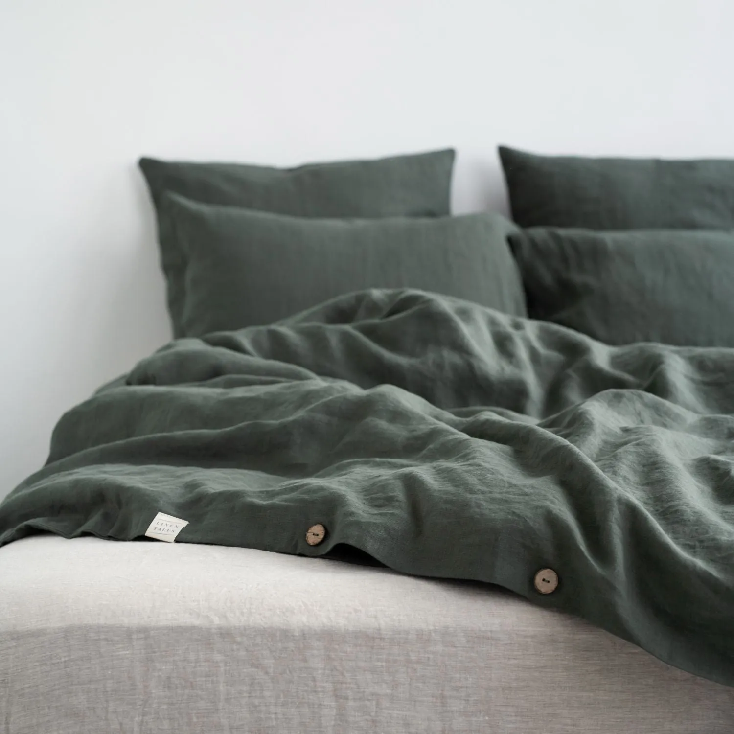 Forest Green Linen Duvet Cover Set