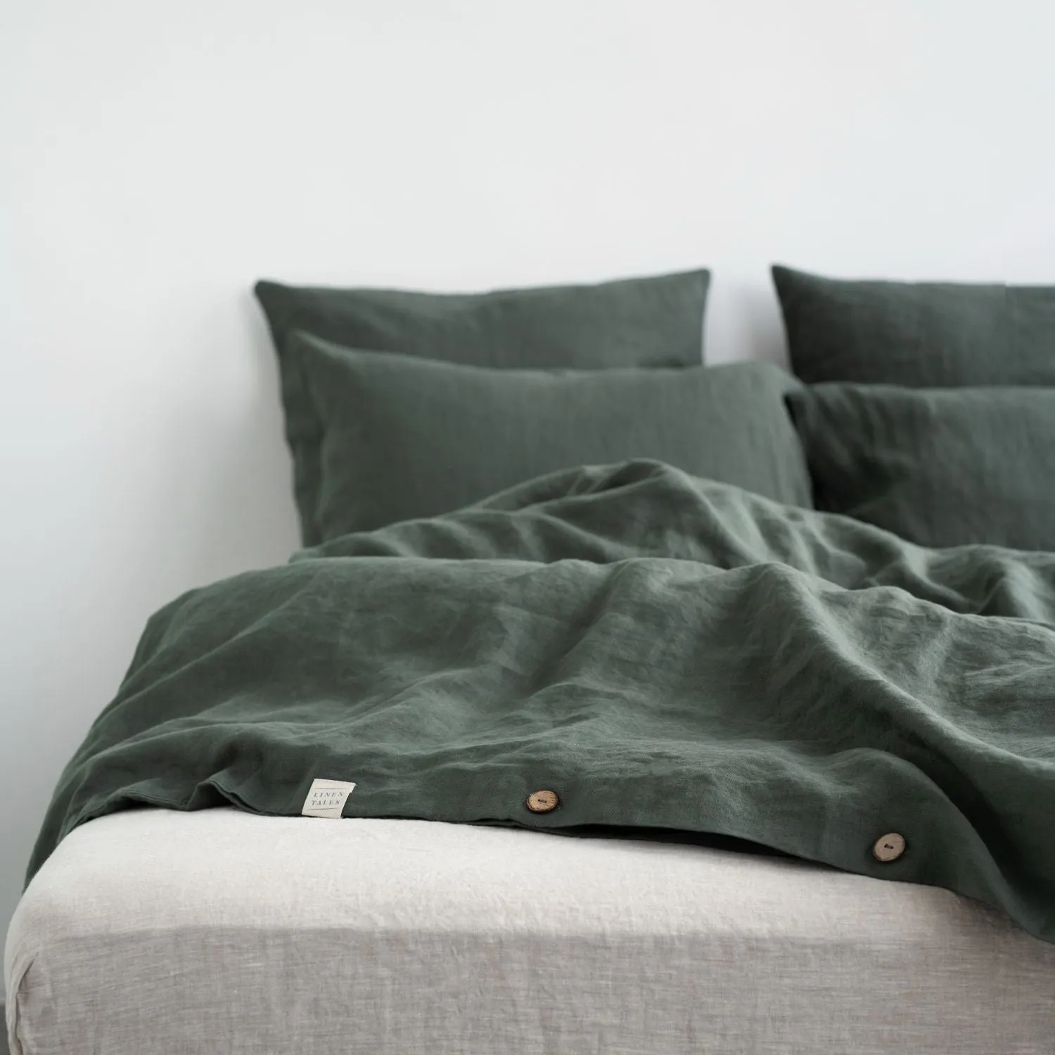 Forest Green Linen Duvet Cover Set