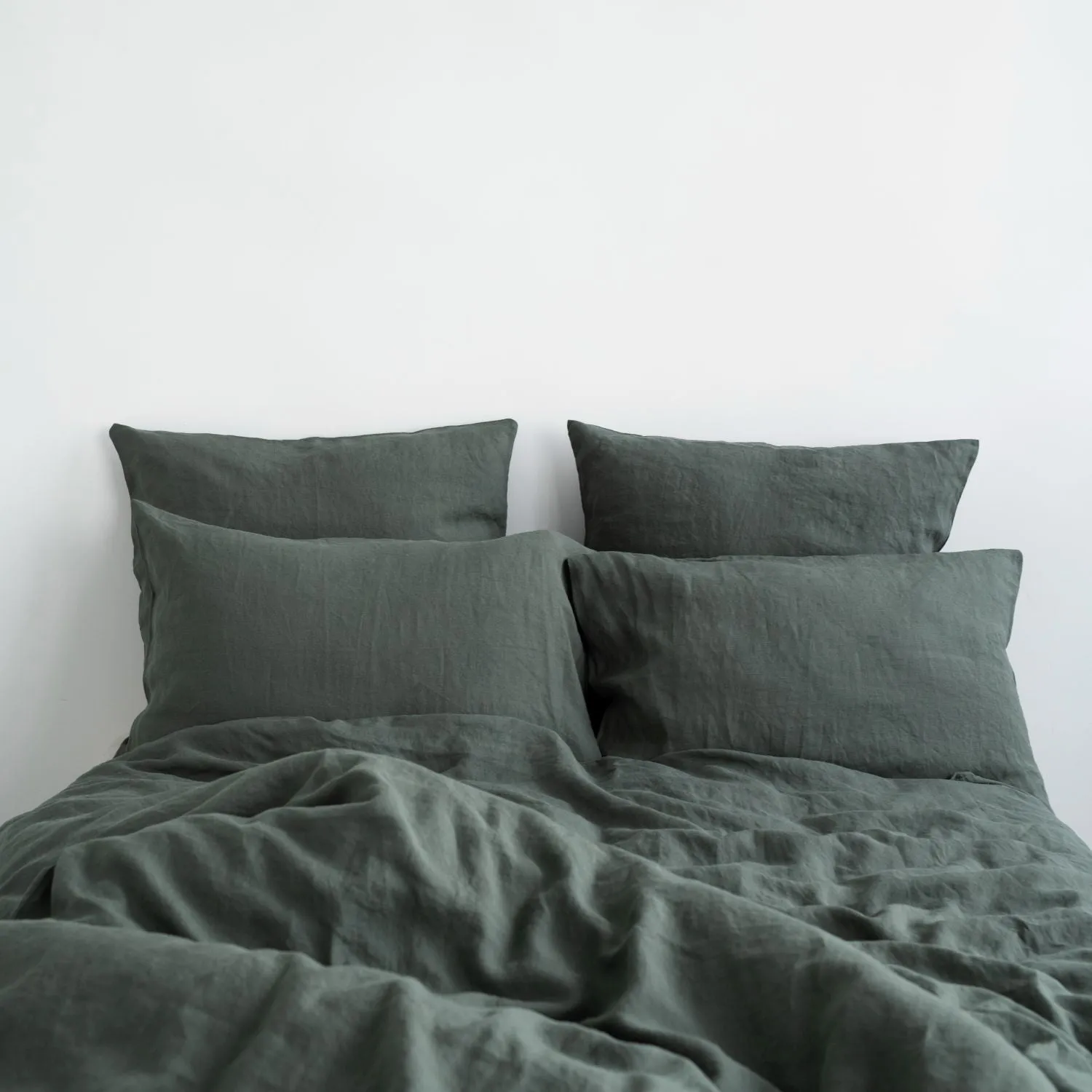 Forest Green Linen Duvet Cover Set