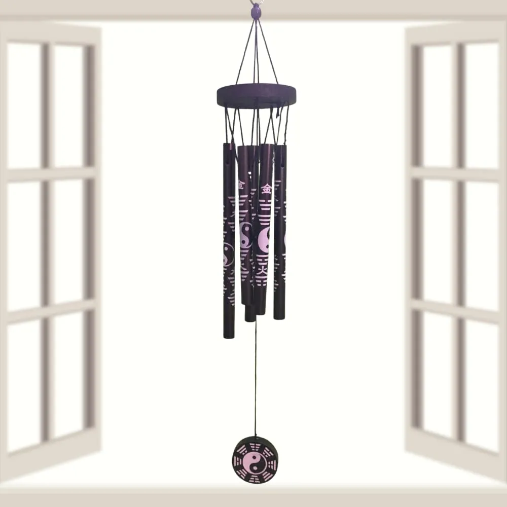 GJ Feng Shui Yin Yang Vastu Five Pipe Wind Chime for Balcony, Window and Yin Yang Wind Chime Positive Energy (45 cm)