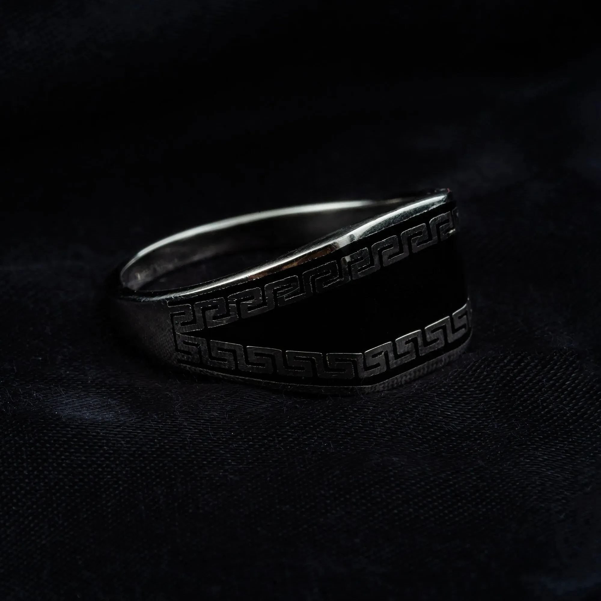 Gladiator Black Enamel Ring