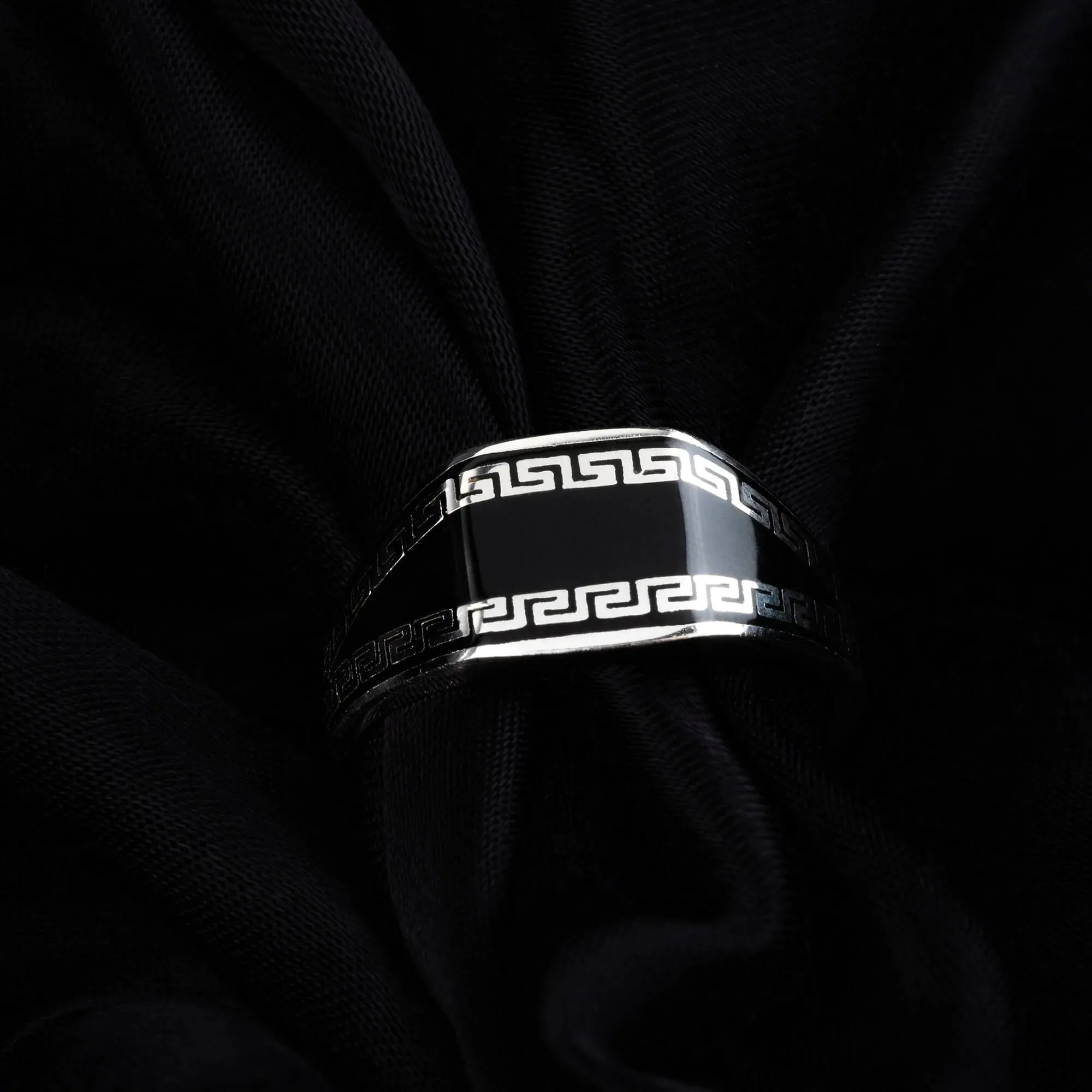 Gladiator Black Enamel Ring