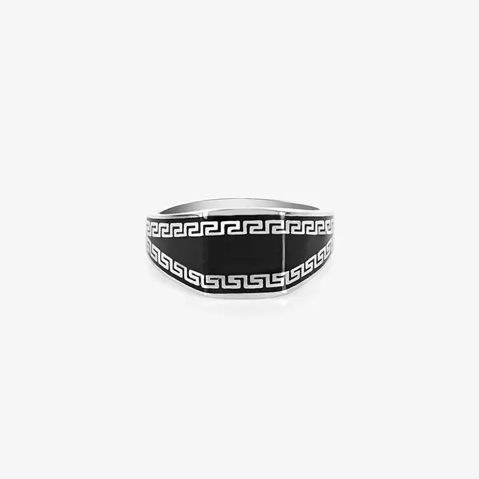 Gladiator Black Enamel Ring