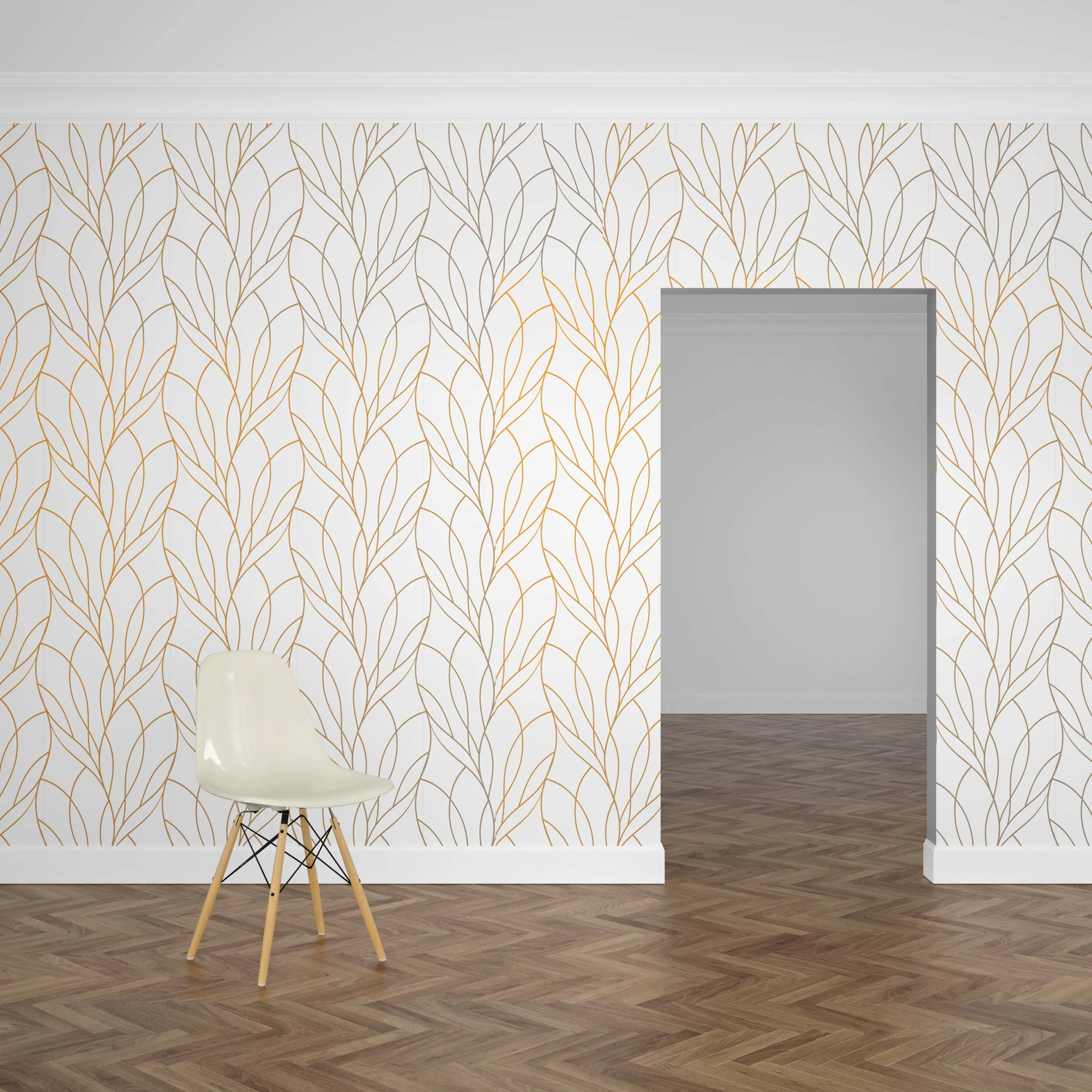 Gold Leaf Abstraction Mural Wallpaper