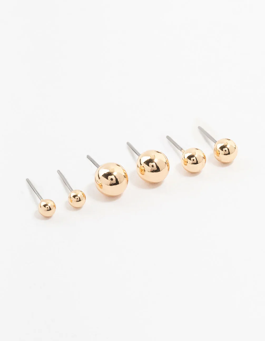 Gold Sphere Stud Earrings 3-Pack