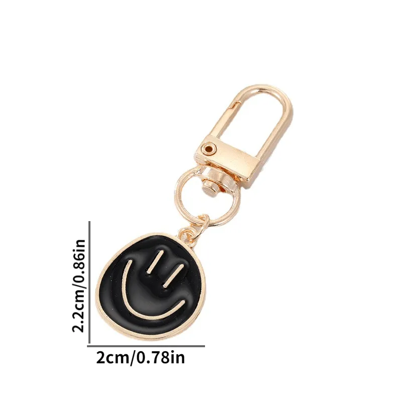 Golden Happy Face Enamel Keychain  Stylish Bag Pendant