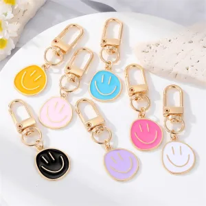 Golden Happy Face Enamel Keychain  Stylish Bag Pendant