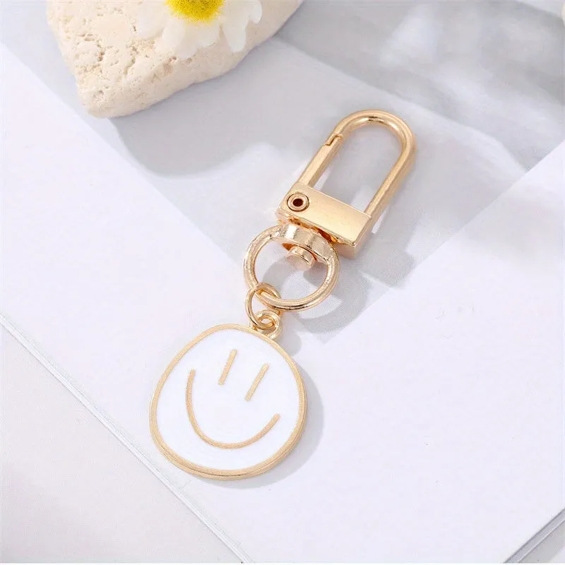 Golden Happy Face Enamel Keychain  Stylish Bag Pendant