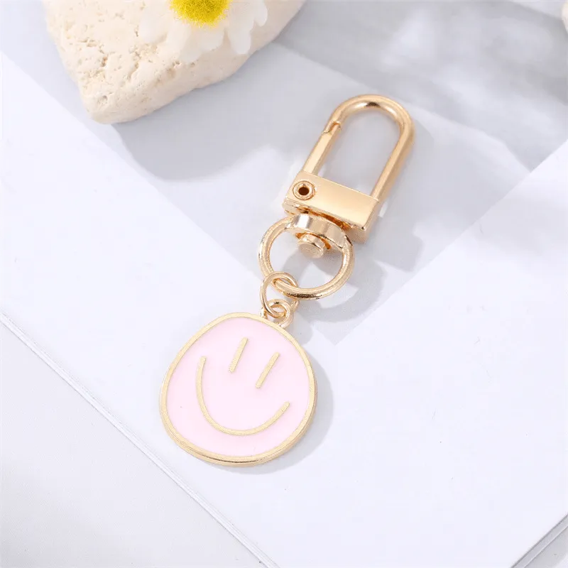 Golden Happy Face Enamel Keychain  Stylish Bag Pendant