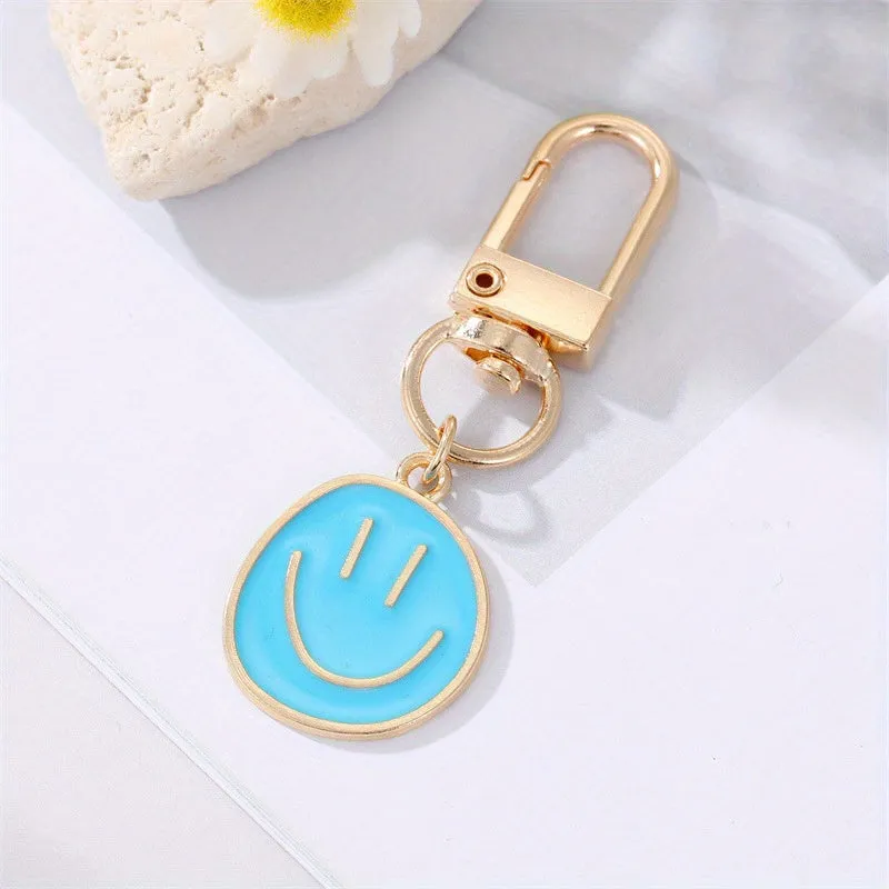 Golden Happy Face Enamel Keychain  Stylish Bag Pendant