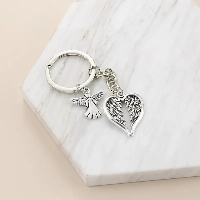 Guardian Angel Wings Heart Keychain for Bags and Backpacks