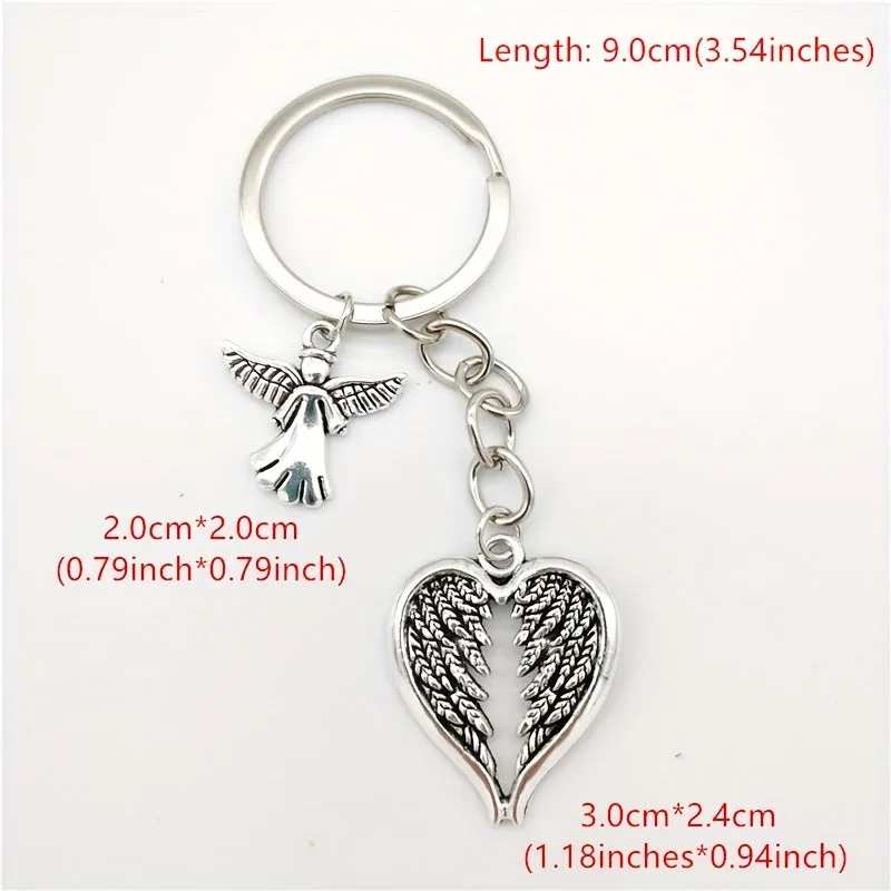 Guardian Angel Wings Heart Keychain for Bags and Backpacks