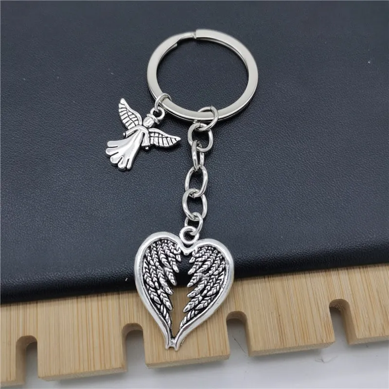 Guardian Angel Wings Heart Keychain for Bags and Backpacks