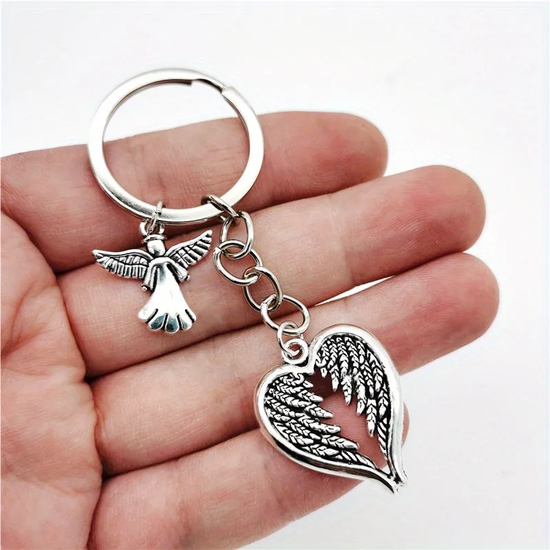 Guardian Angel Wings Heart Keychain for Bags and Backpacks