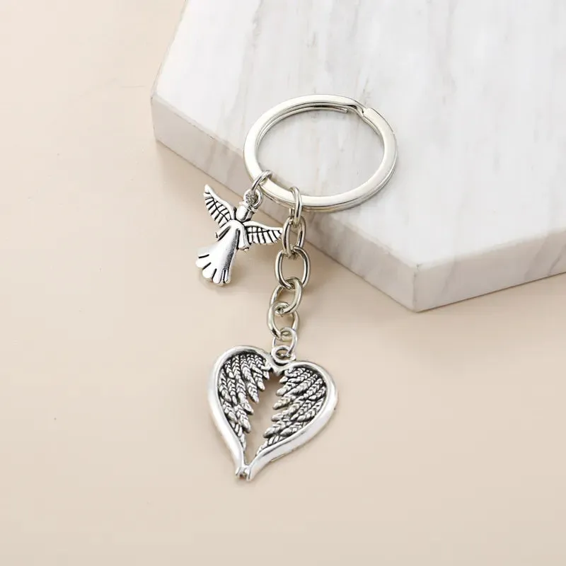 Guardian Angel Wings Heart Keychain for Bags and Backpacks