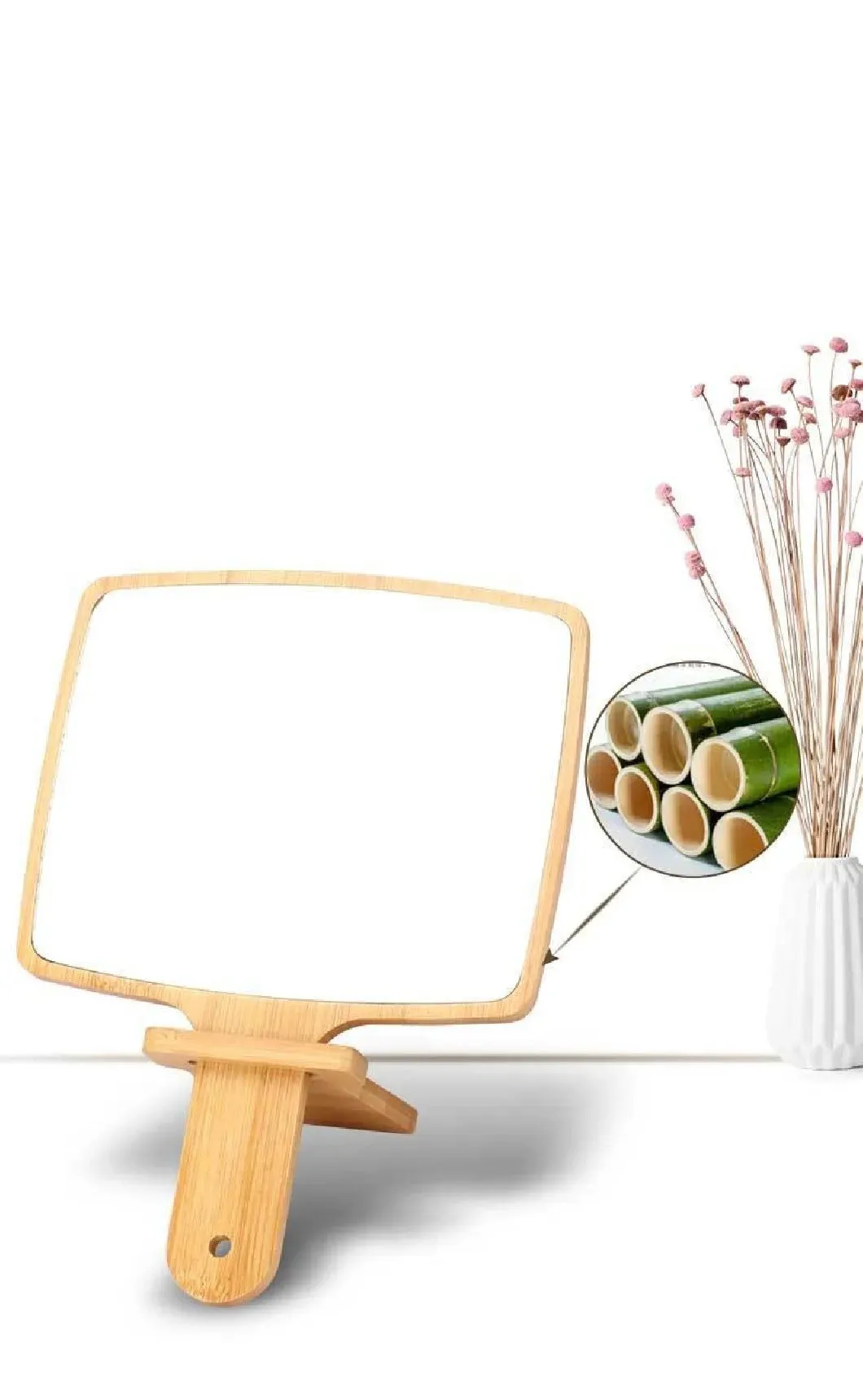 Handheld Portable Mirror-Wooden(SA2405-55)