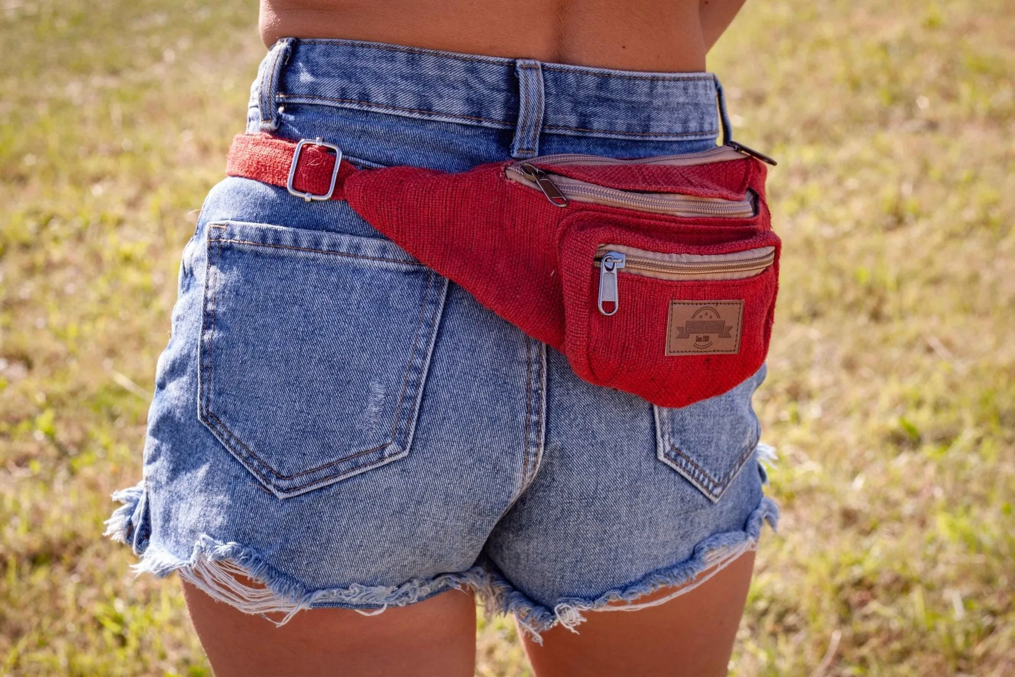 Handmade Hemp Red Bum Bag | Fanny Pack