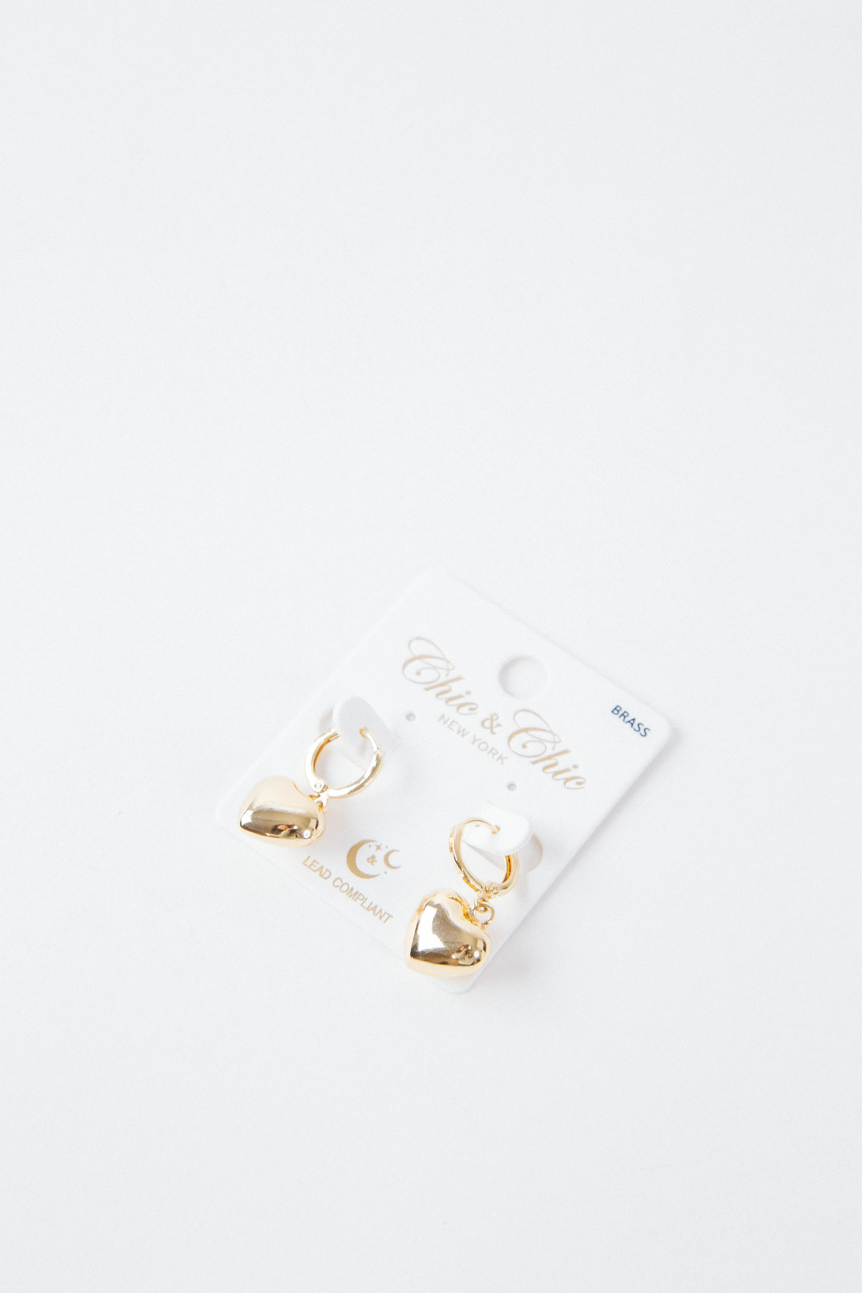 Heart Drop Huggie Earring, Gold