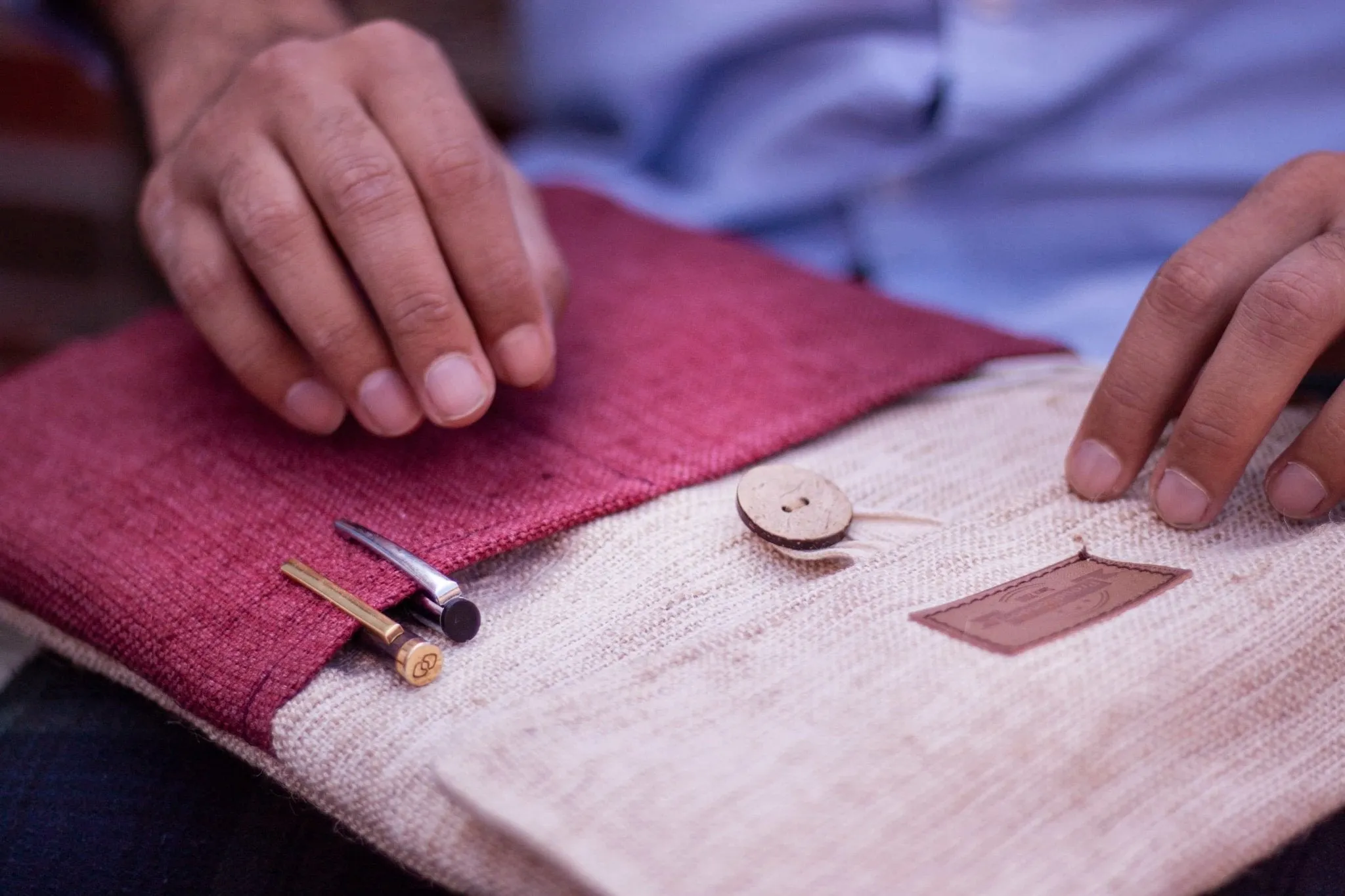 Hemp Laptop Case || Handmade & Eco-Friendly- Burgundy